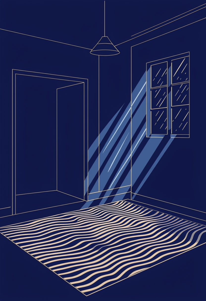 Minimalist Blue Beige Interior Corner Illustration Art