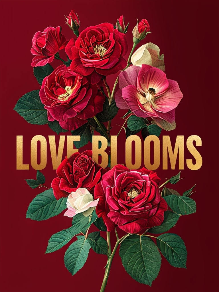 Vibrant Love Blooms Rose Bouquet Illustration T-Shirt