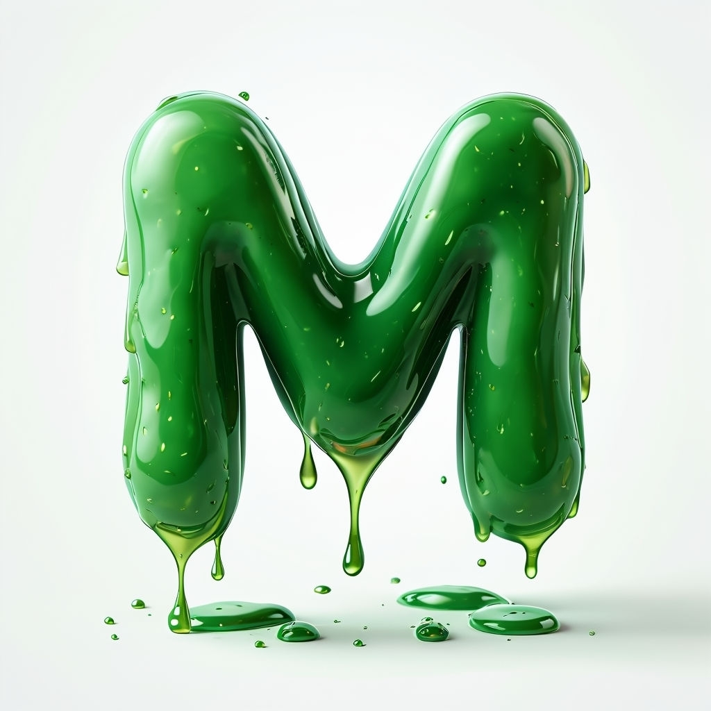 Glossy Green Goo Letter M Monogram Design