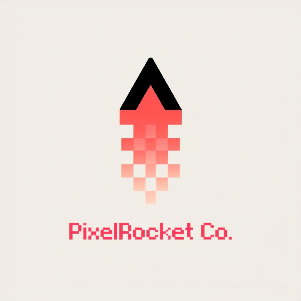 Minimalist PixelRocket Co. Logo with Coral Gradient Design