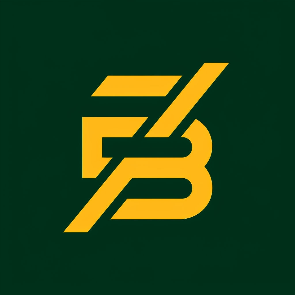 Bold Geometric ZB Logo Design on Forest Green Background Logo