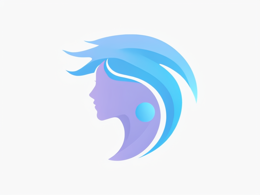 Lavender Blue Abstract Female Silhouette Logo