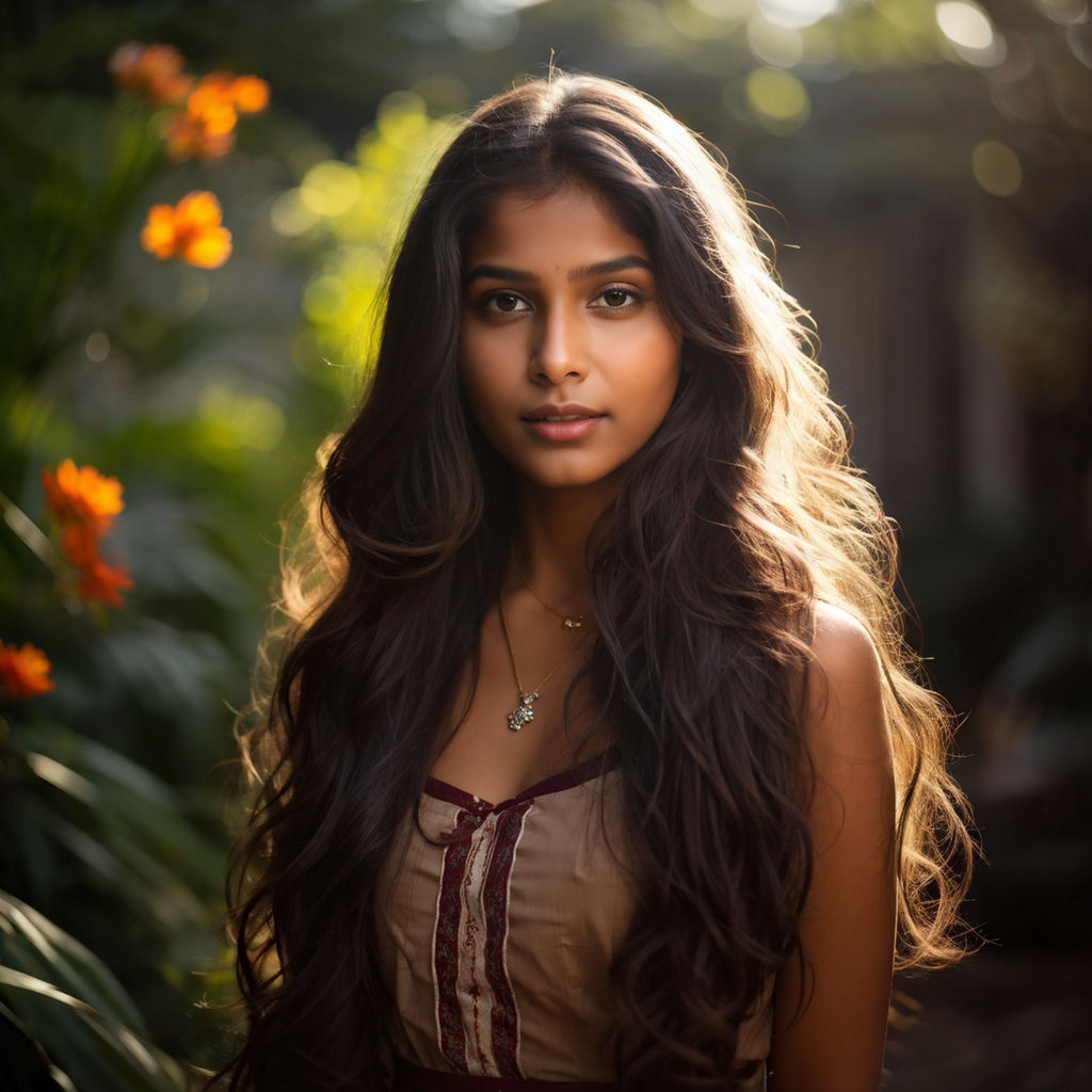 beautiful indian woman with long hair