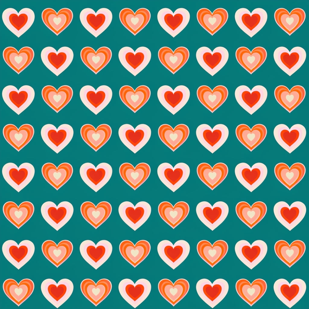 Cheerful Retro Heart Shapes Seamless Pattern Design