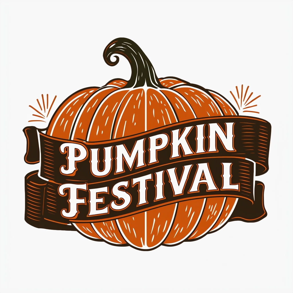 Vintage Pumpkin Festival Logo Design with Rustic Charm