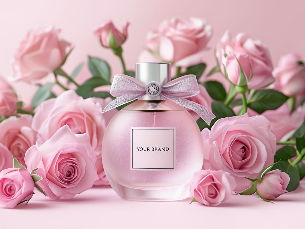 Elegant Your Brand Perfume with Roses Product Photography Social Media Post