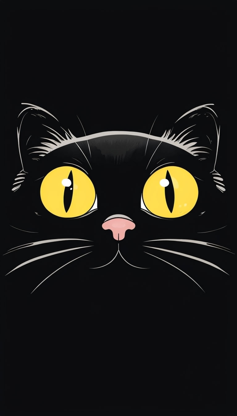 Minimalist Cartoon Burmese Cat Face Illustration Mobile Wallpaper