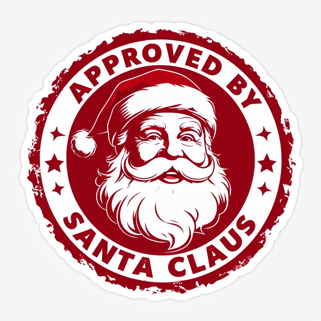 Cheerful Santa Claus Approved Christmas Stamp Design Sticker