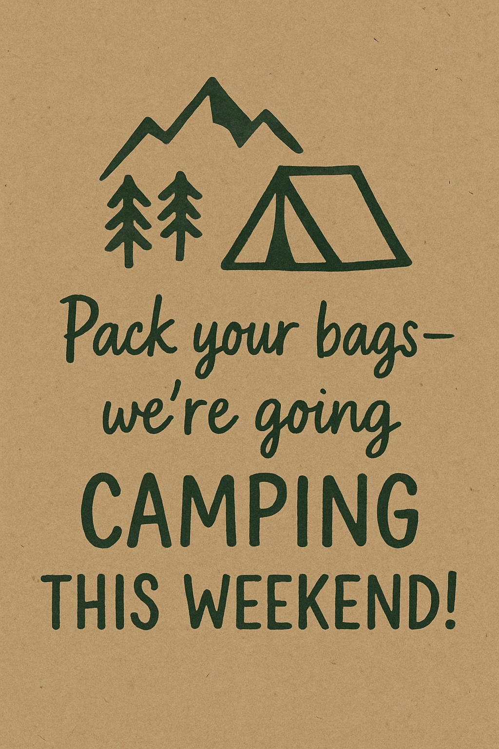 Camping Adventure Pack Your Bags Weekend Invitation Poster