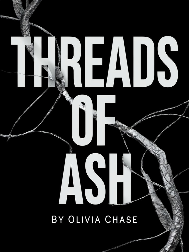 Threads of Ash Minimalist eBook Cover with Silver Thread Design