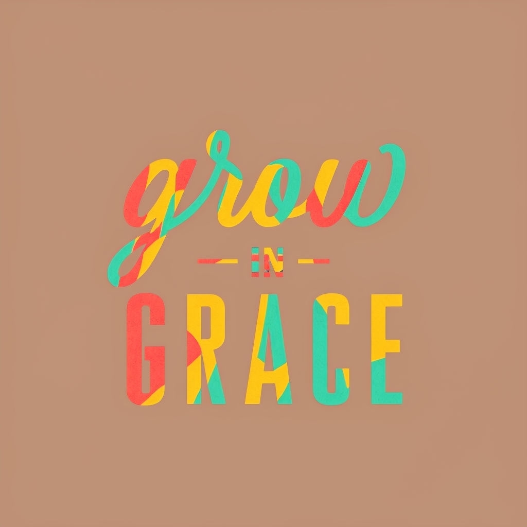 Colorful Grow In Grace Inspirational Typography T-Shirt