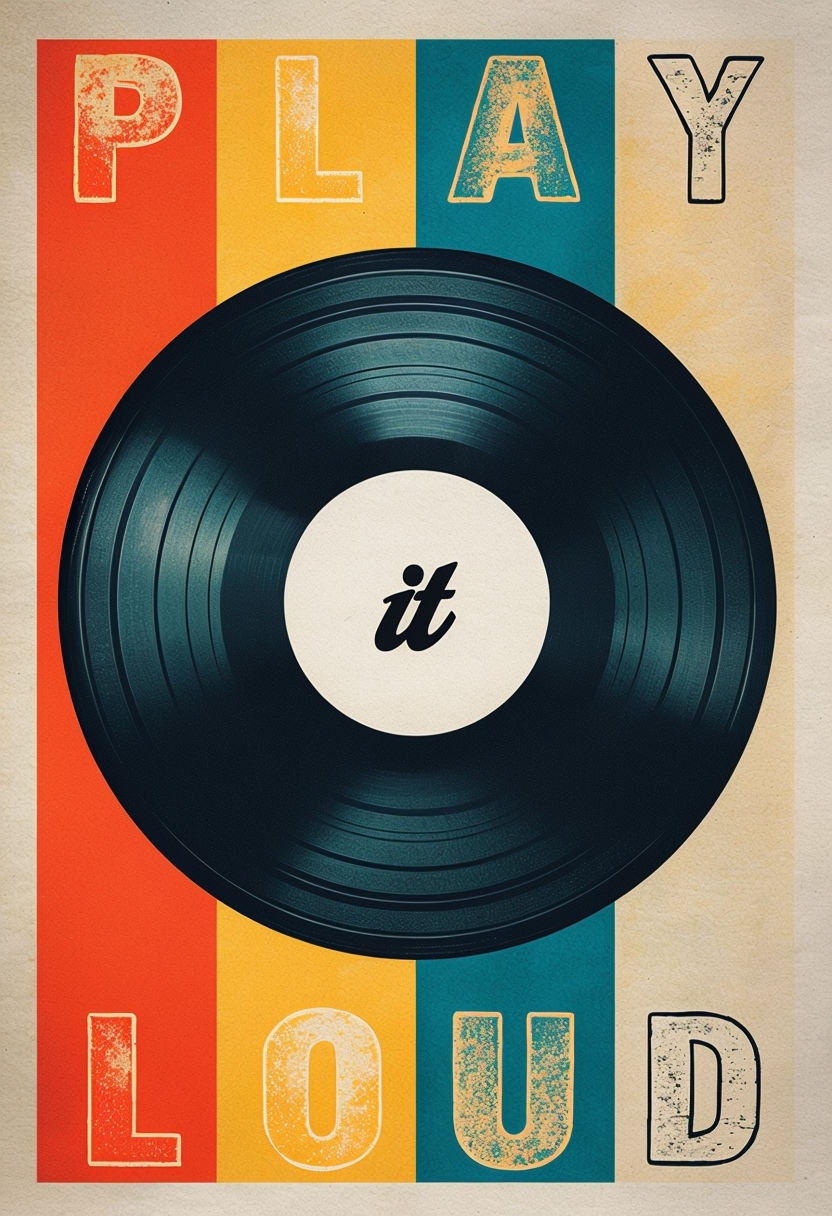 Minimalist Vinyl Record 'Play It Loud' Poster Design