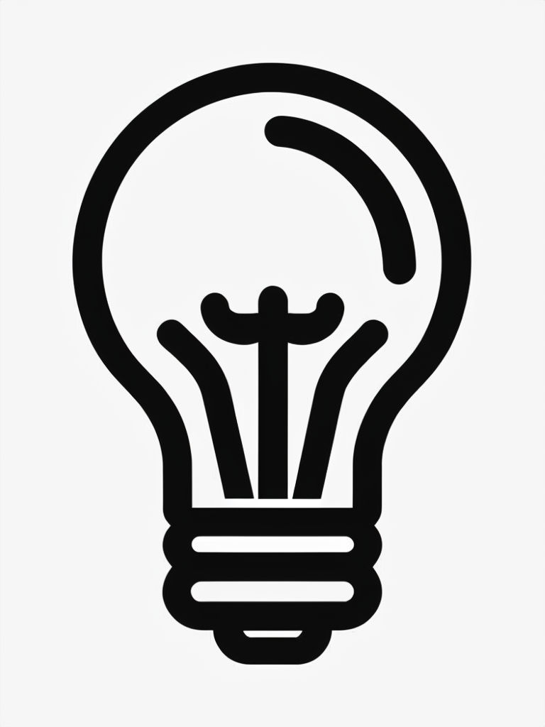 Minimalist Lightbulb Icon Design for Coloring Book Pages