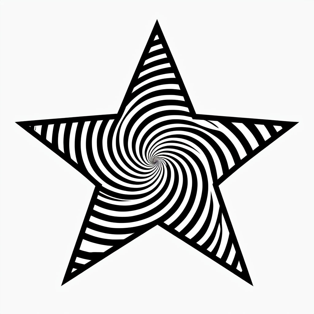 Hypnotic Black and White Spiral Star Illustration Sticker