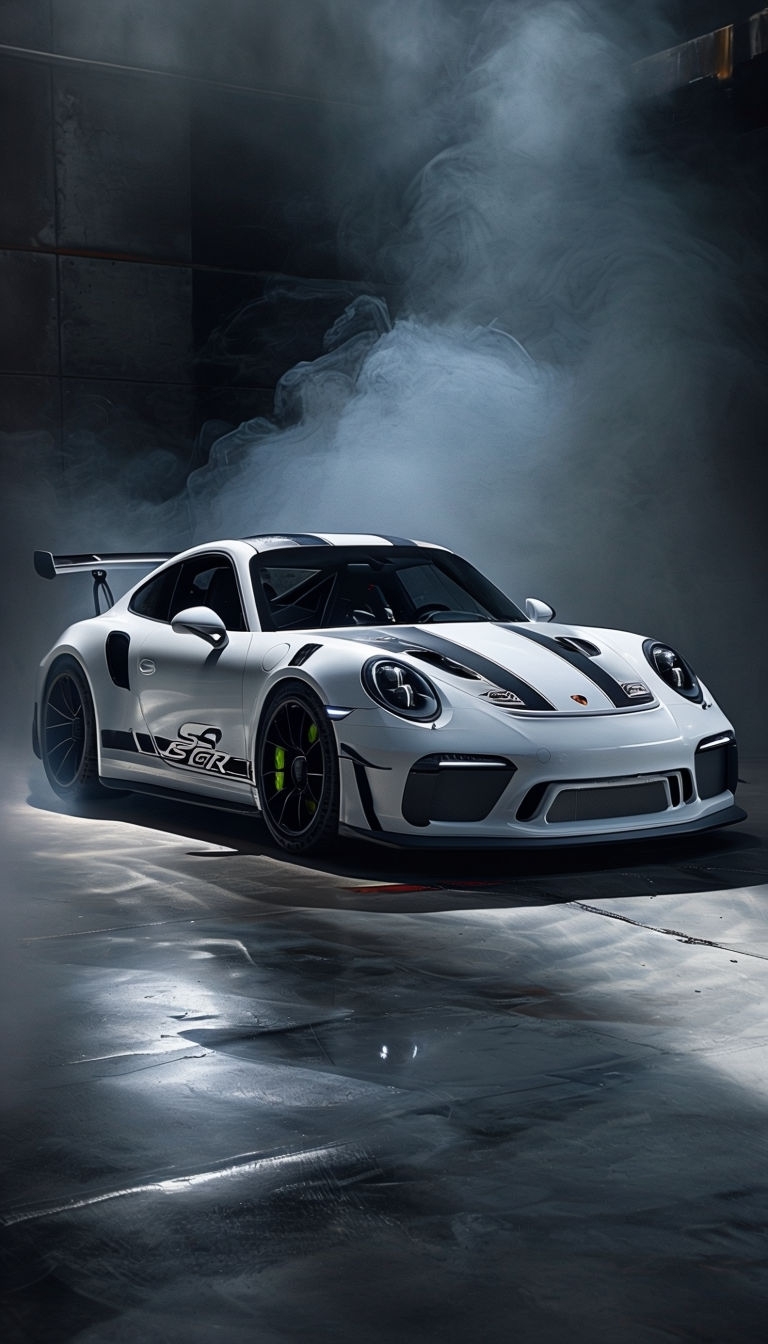 Sleek Porsche 911 GT3 Sports Car in Dramatic Lighting Mobile Wallpaper