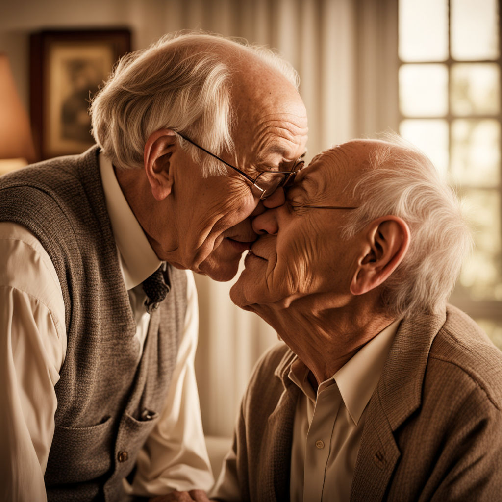 2 old men kiss