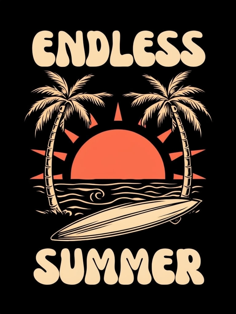 Vintage Endless Summer Palm Trees Graphic T-Shirt