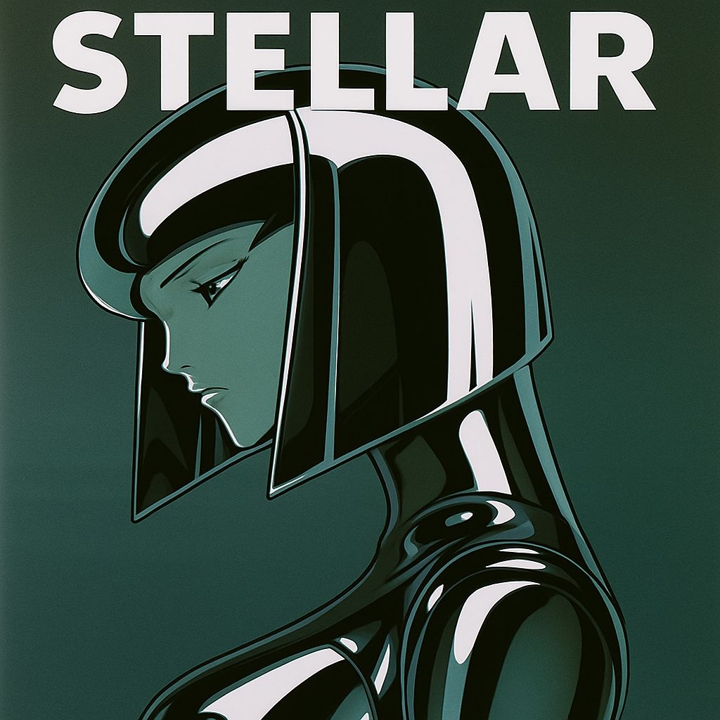 Futuristic Character Illustration with Stellar Title for Album Cover