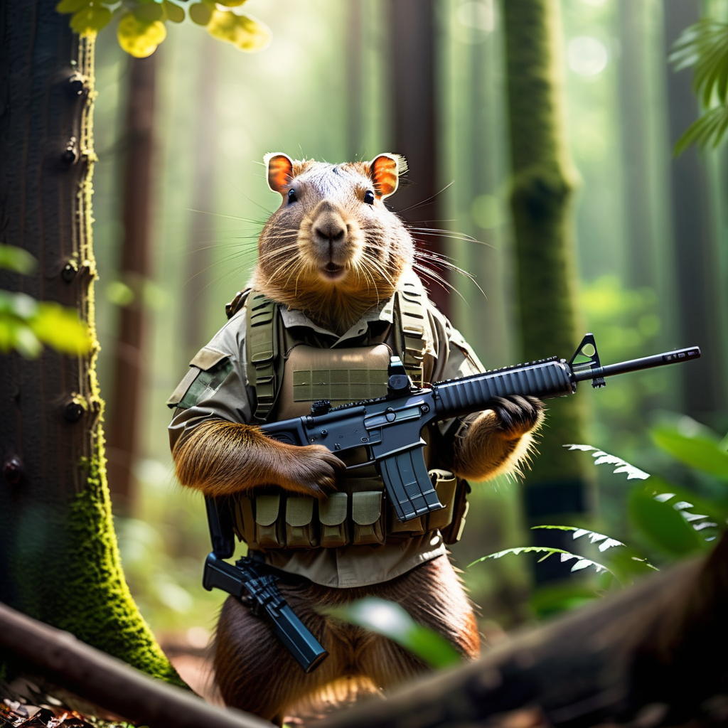 Capybara wearing camouflage military gear by Al Pacifista - Playground