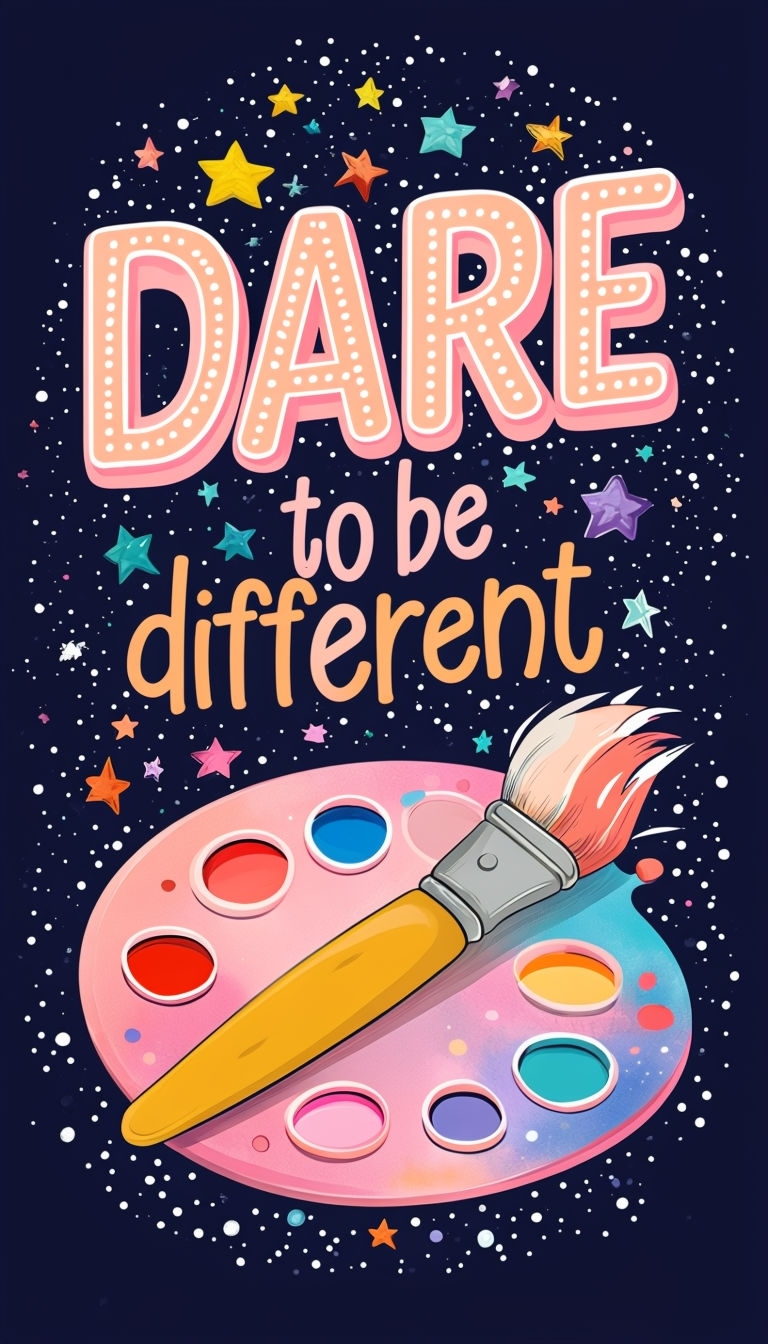 DARE to Be Different Motivational Art with Cosmic Background Poster