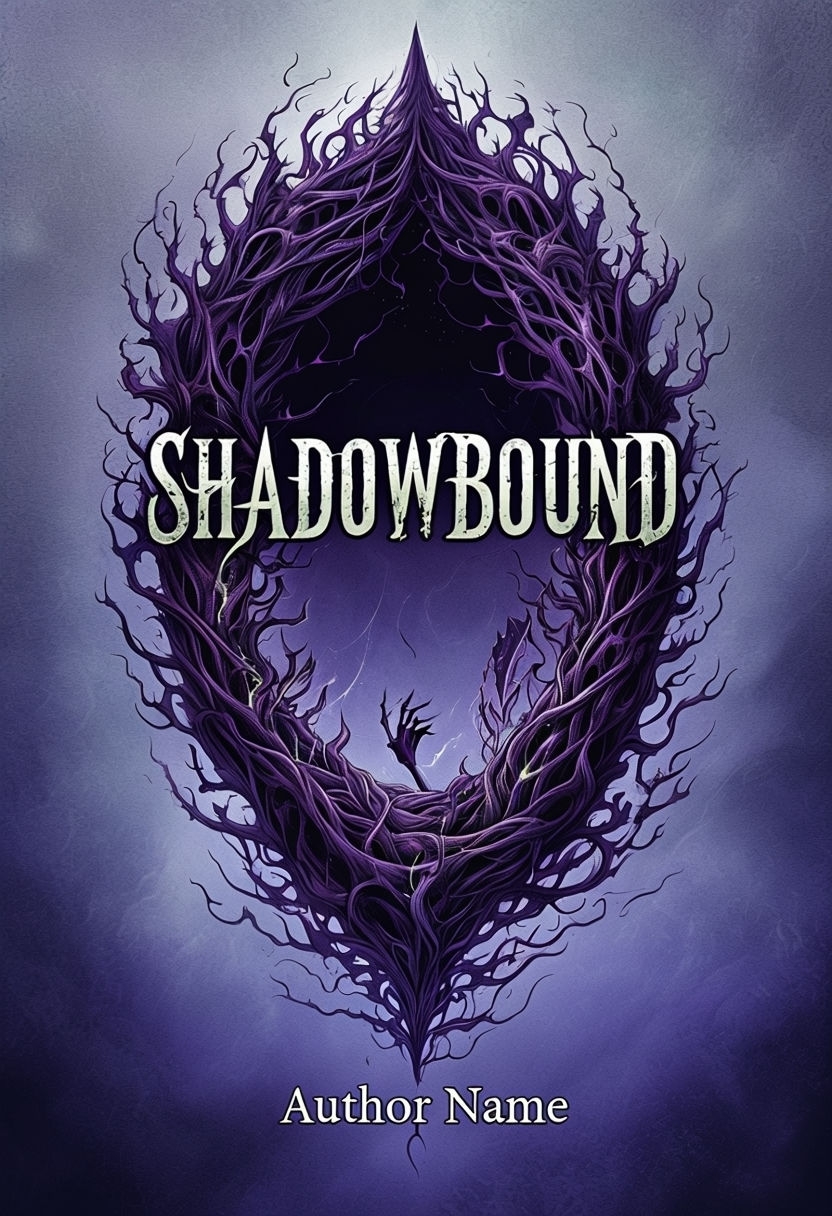 Shadowbound Dark Fantasy EBook Cover with Eerie Roots and Glow