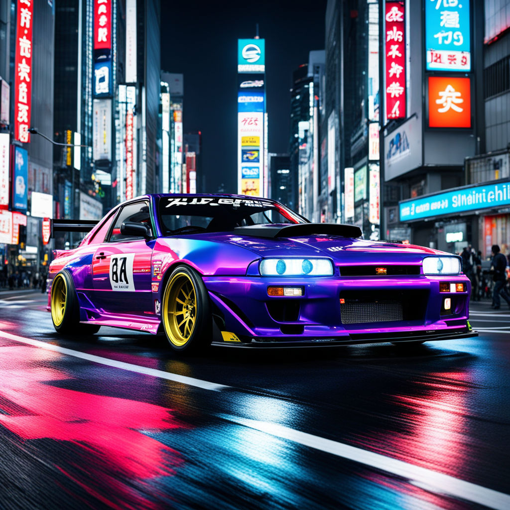 Create a hyper-realistic 4K scene of a JDM street race car t... by ...