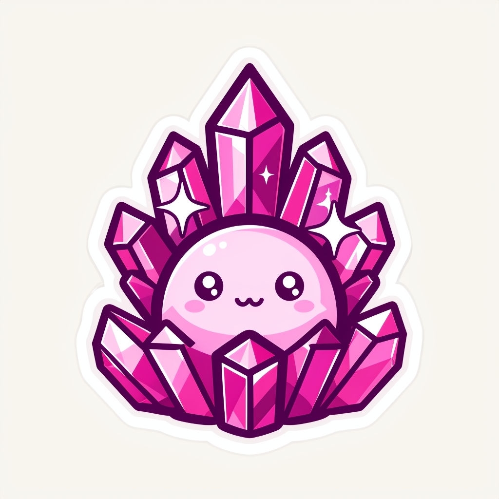 Whimsical Crystal Creature Cartoon Design Sticker