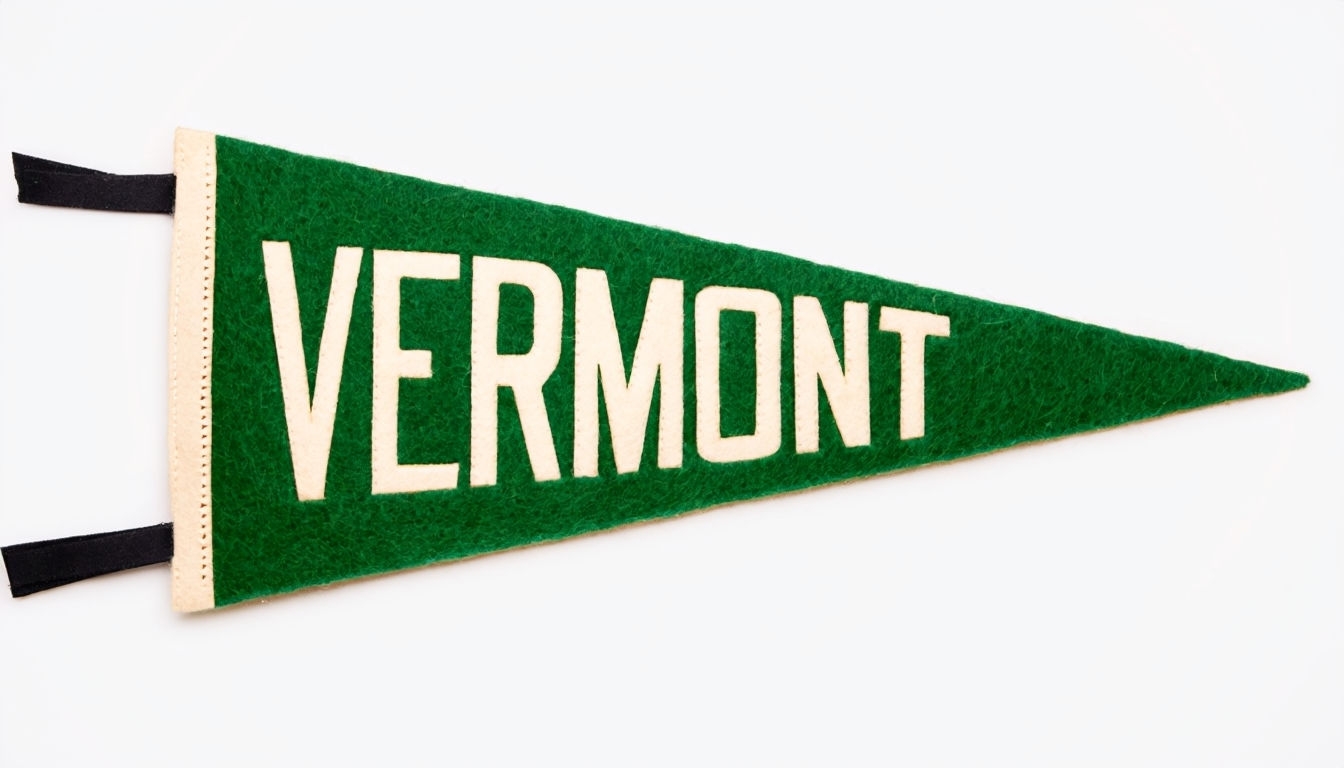 Vintage Forest Green Vermont Felt Pennant Art Poster