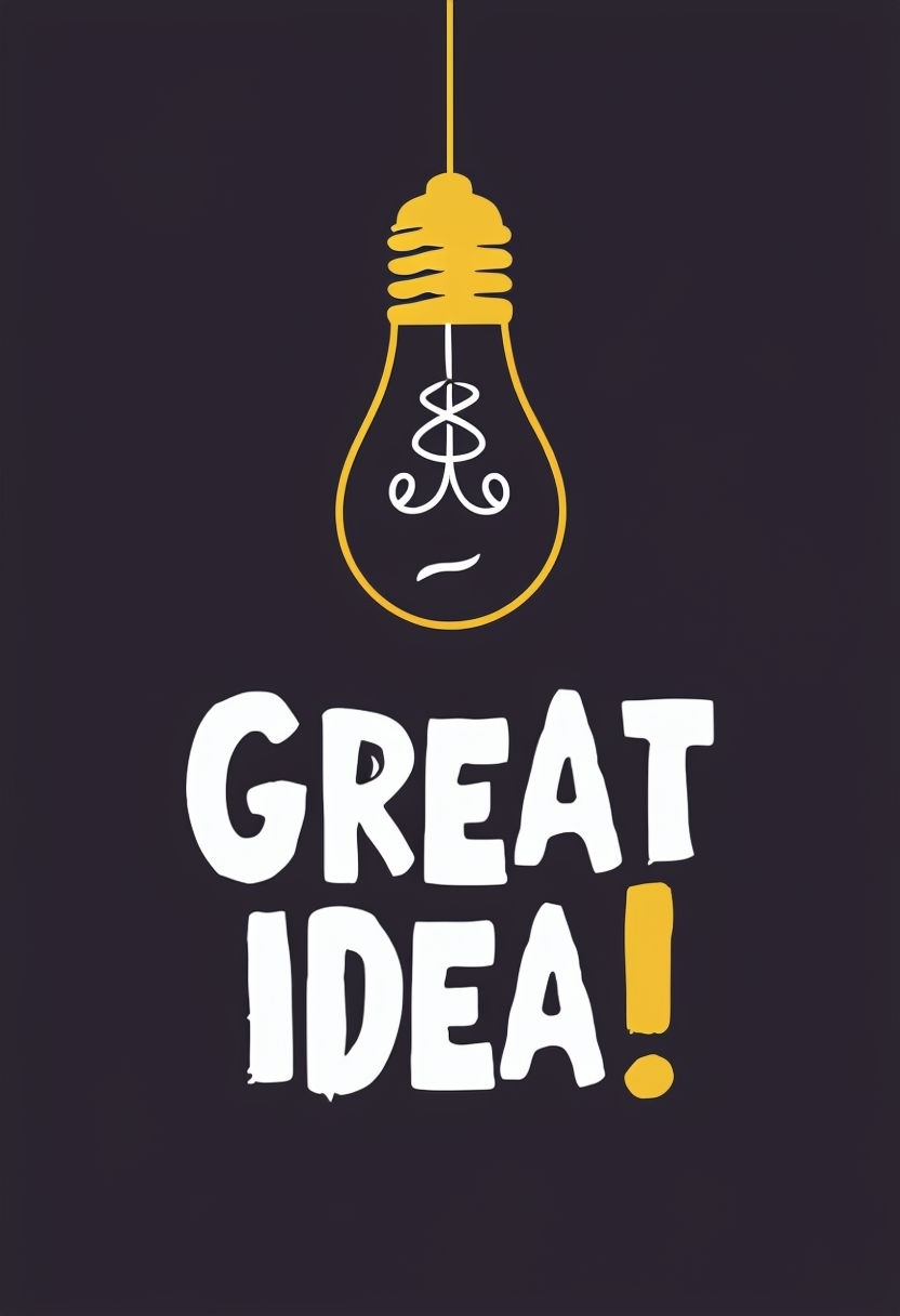 Bright Yellow Light Bulb with Great Idea Text Poster