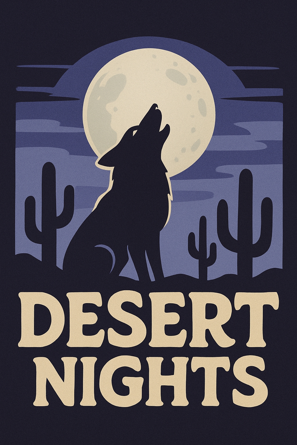 Desert Nights Howling Wolf Minimalist Illustration T-Shirt