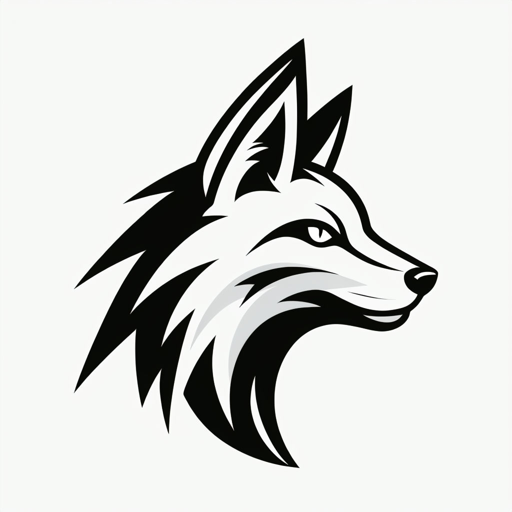 Minimalist Black and White Fox Face Illustration Sticker