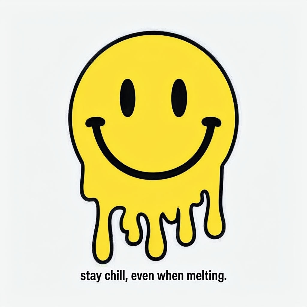 Melting Yellow Smiley Face with Humor Stay Chill Sticker