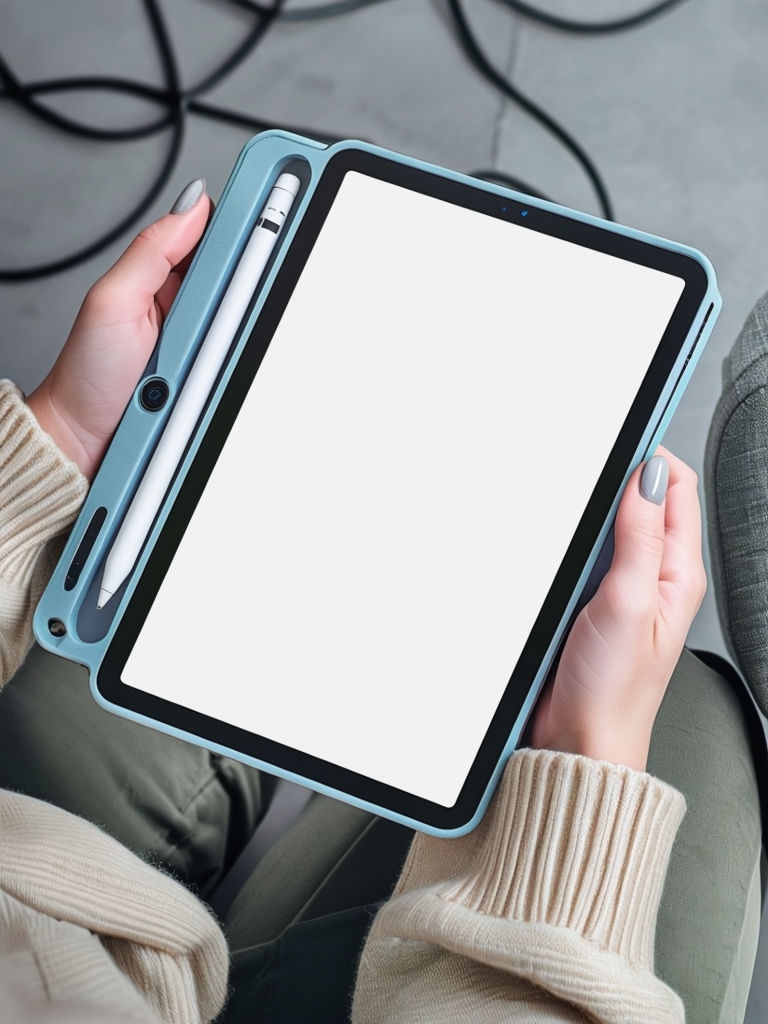 Stylish Close-Up of a Person Holding a Modern Tablet Mockup