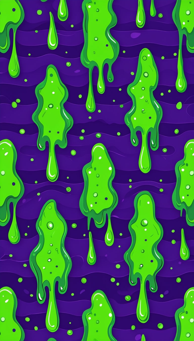 Whimsical Neon Green Dripping Fluid Cartoon Pattern Mobile Wallpaper
