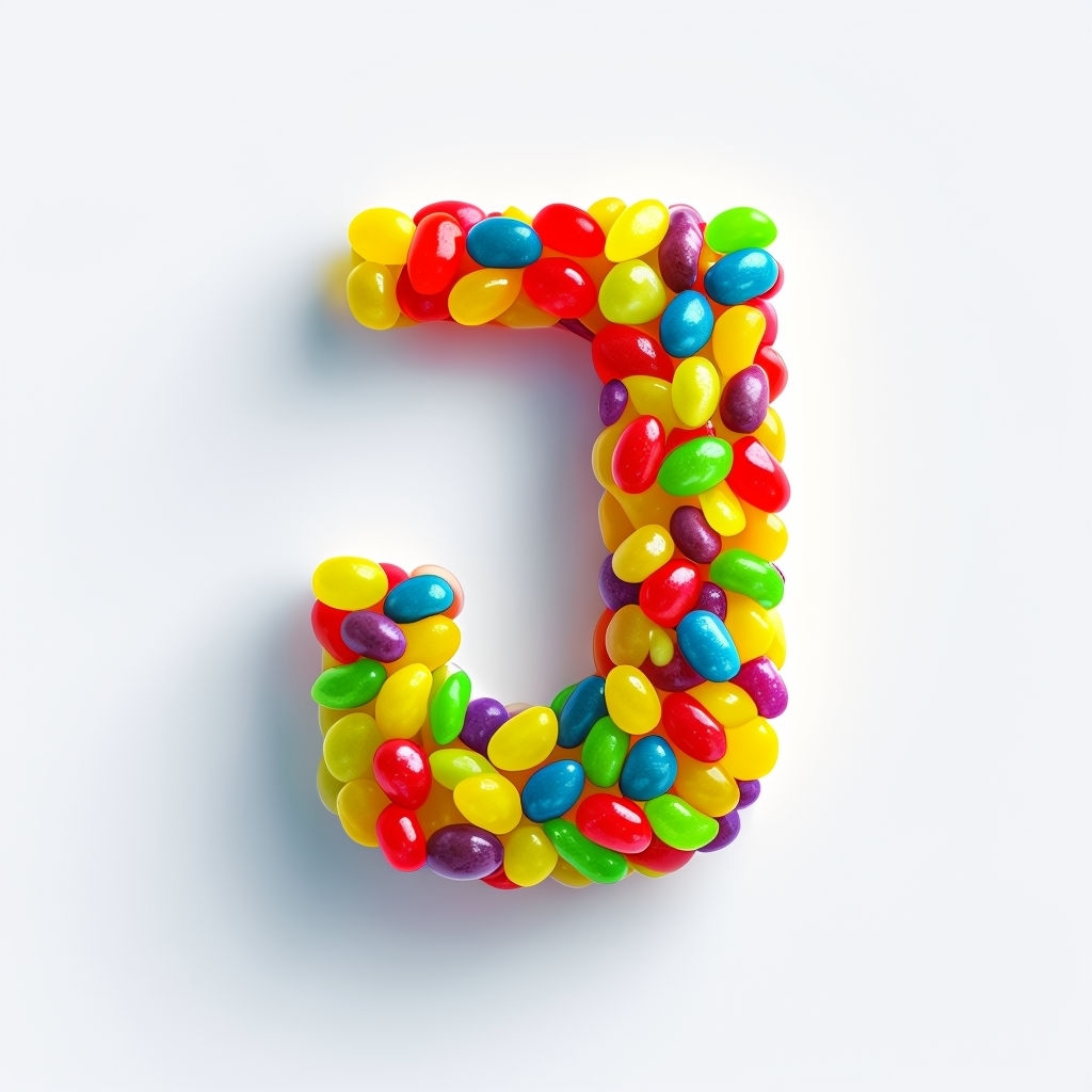 Colorful Jelly Bean Monogram Letter J 3D Render Design Monogram