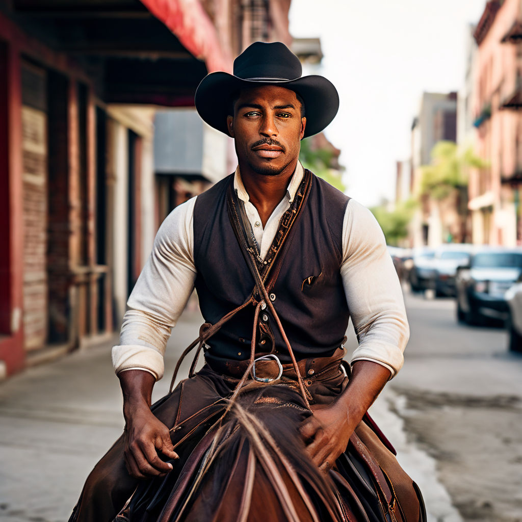 GAY african-american cowboy ON HORSEBACK -shepherd SPOONING EACH OTHER a  beautiful BLACK GAY MAN in old western clothing