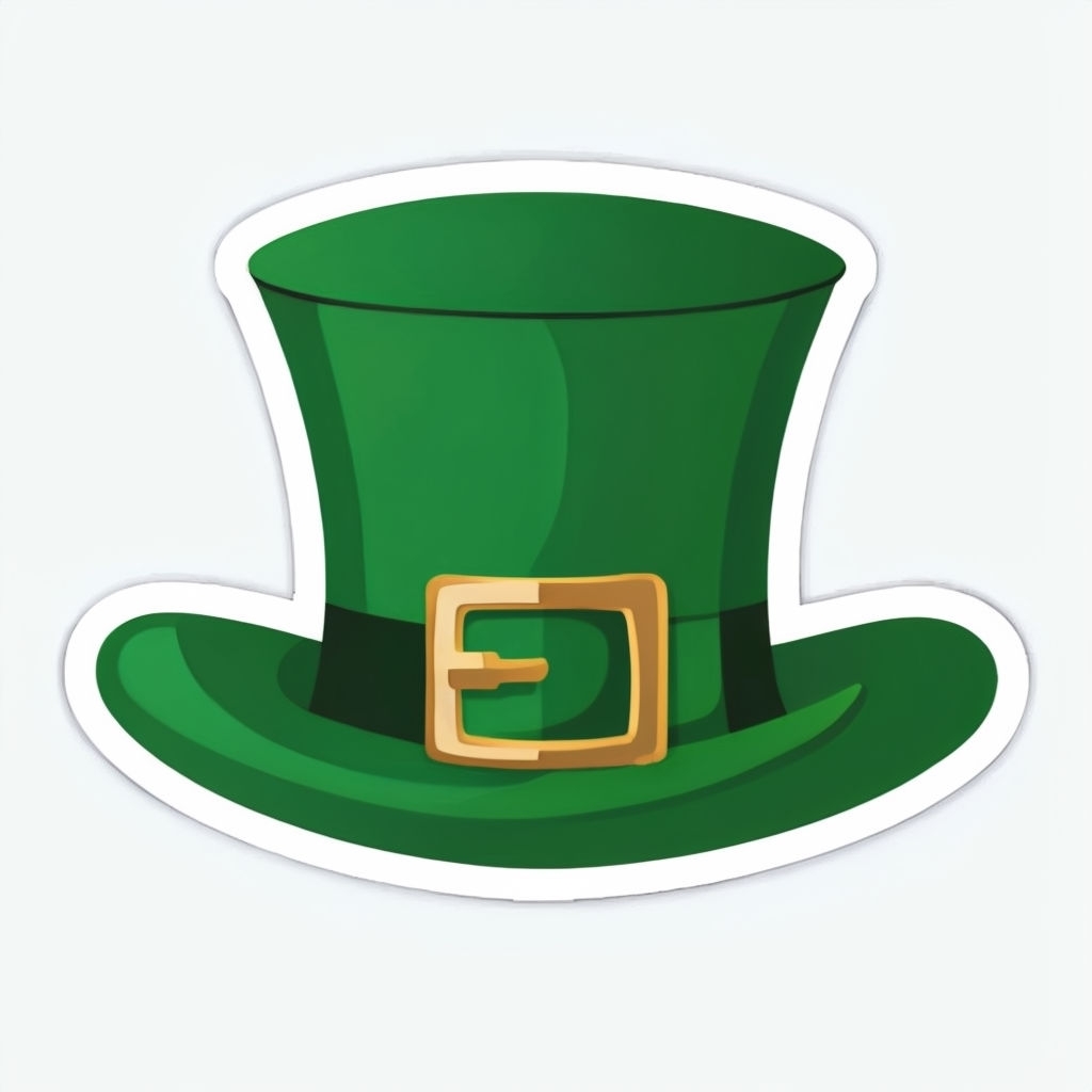 Classic Green Leprechaun Hat with Gold Buckle Sticker