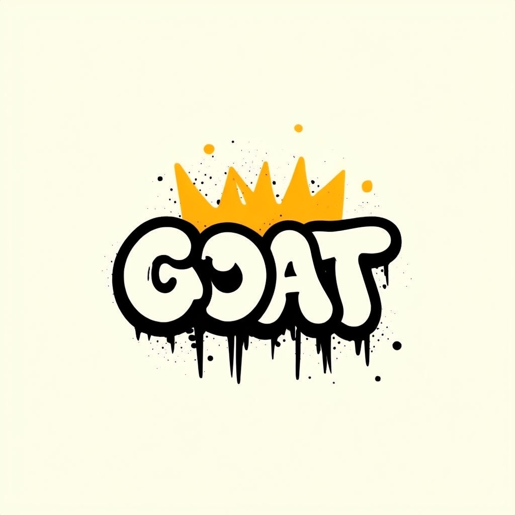 Playful GOAT Graffiti Style Art with Amber Crown T-Shirt