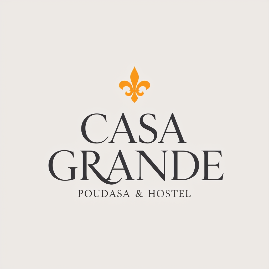 Elegant Charcoal and Amber Fleur-de-Lis Hostel Logo