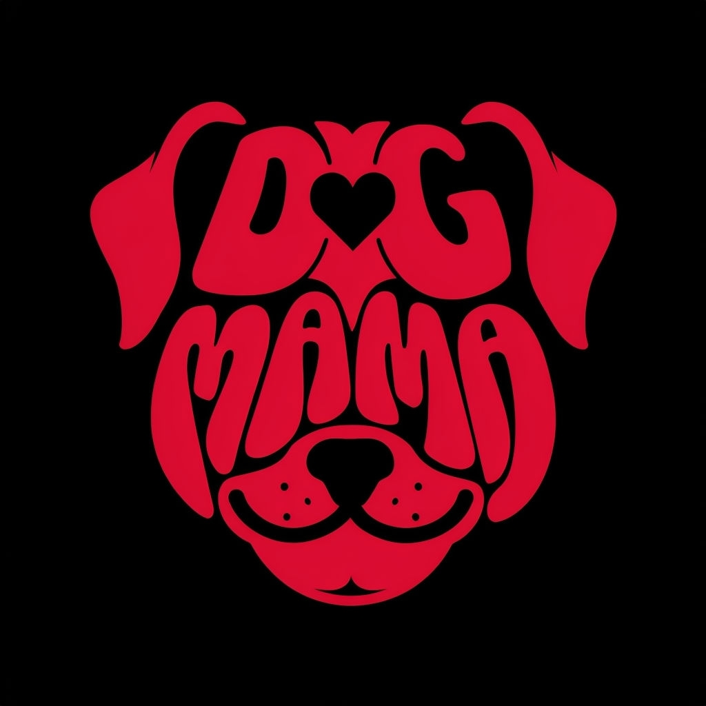 Vibrant Dog Mama Typography Art on Black Background T-Shirt