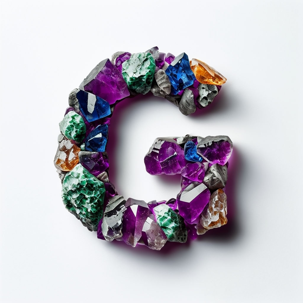 Vibrant Raw Gemstone Monogram Letter G Photography Sticker