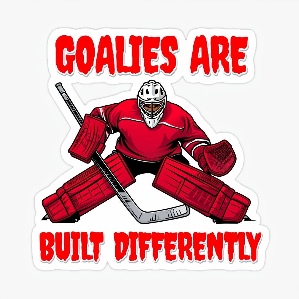 Motivational Hockey Goalie Cartoon Sticker Design for Goalies