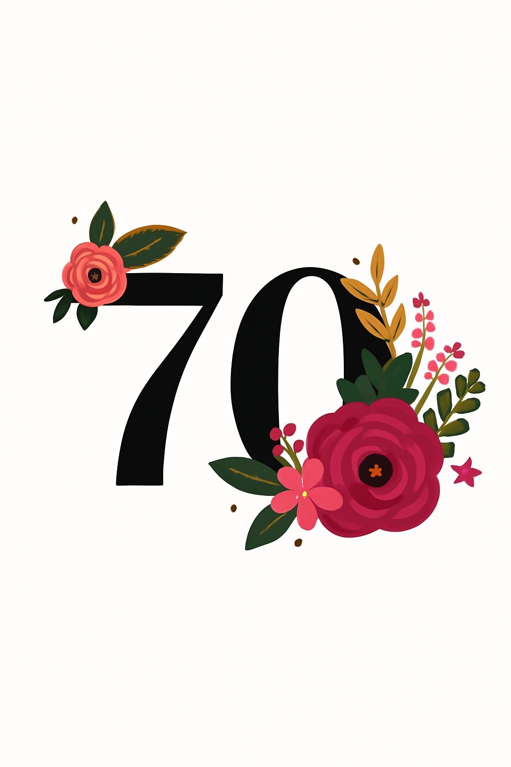 Elegant Floral 70th Birthday Celebration Invitation Design Card