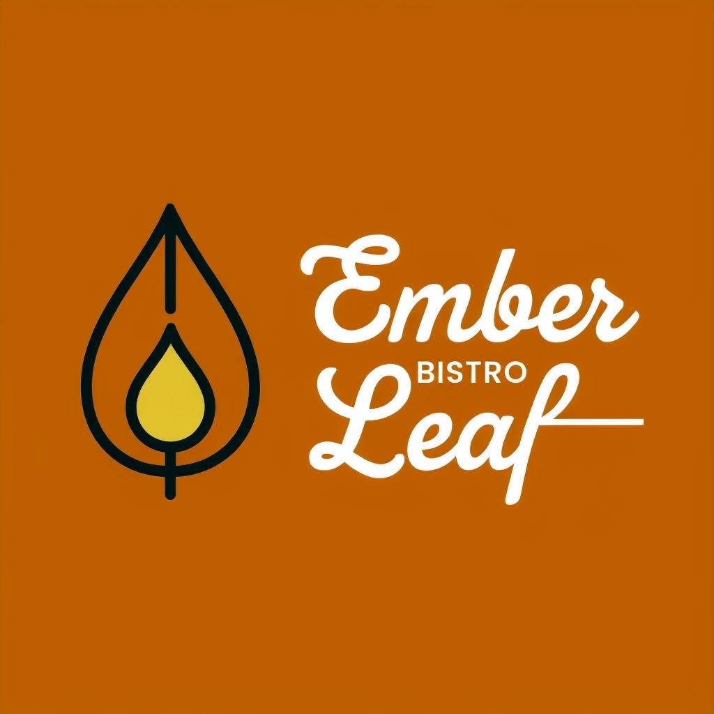 Ember Leaf Bistro Warm Autumn Inspired Minimalist Logo