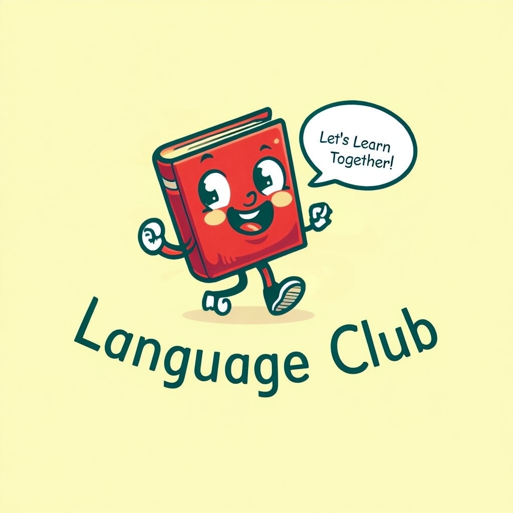 Cheerful Language Club Book Character Logo Design