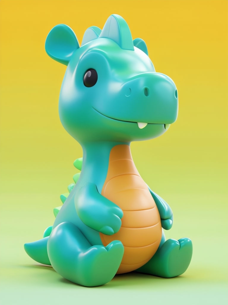 Cheerful Cartoon Dinosaur Toy 3D Rendering Art