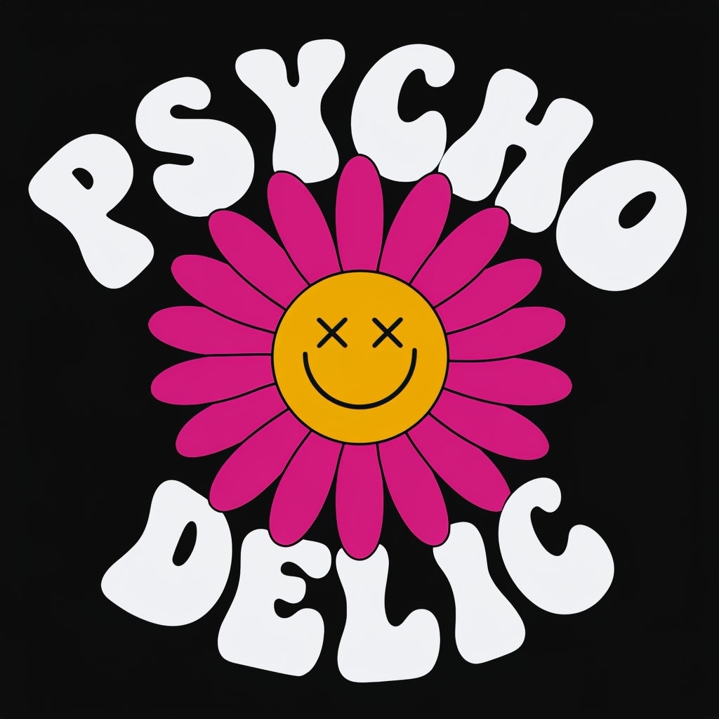 Psycho Delic Retro Flower Pop Art T-Shirt