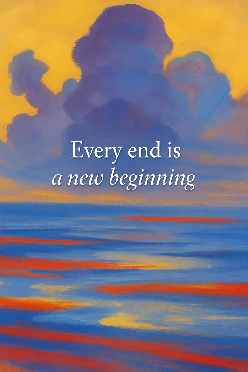 Abstract Impressionist Seascape with Inspirational Quote Poster
