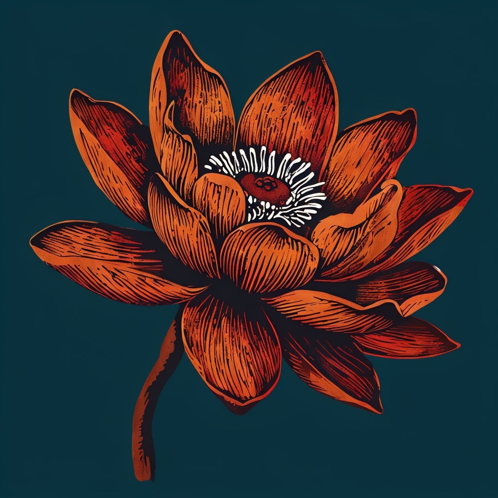 Vibrant Lotus Flower Illustration with Intricate Petal Details Hat