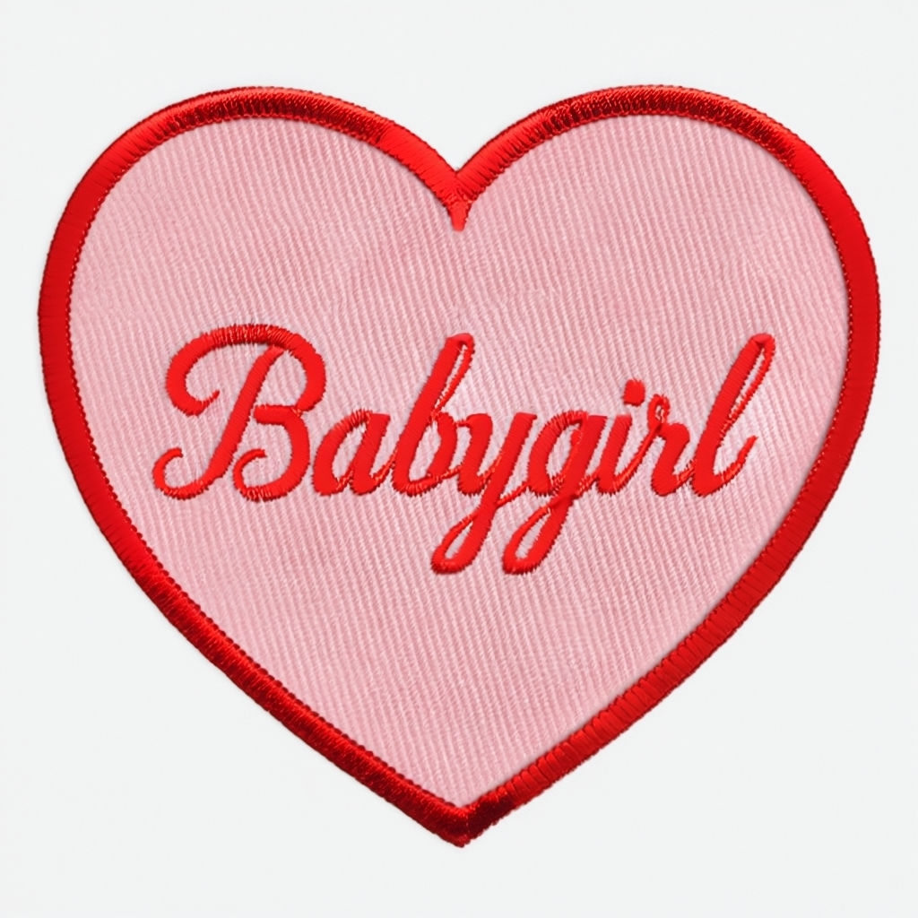 Playful Heart-Shaped Babygirl Patch Illustration for Hats